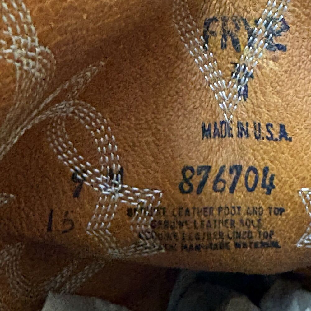 Vintage Frye Western Cowboy Boots Brown Leather USA Made Size 9M Distressed - Picture 14 of 15